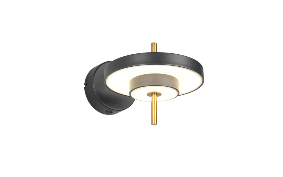 Trio Lighting Trio KEATON wandlamp | LED | zwart met goud | Ø 20 cm | IP20 | 1x 10W | 1200 lm | 2300+3000+4000K | dimbaar