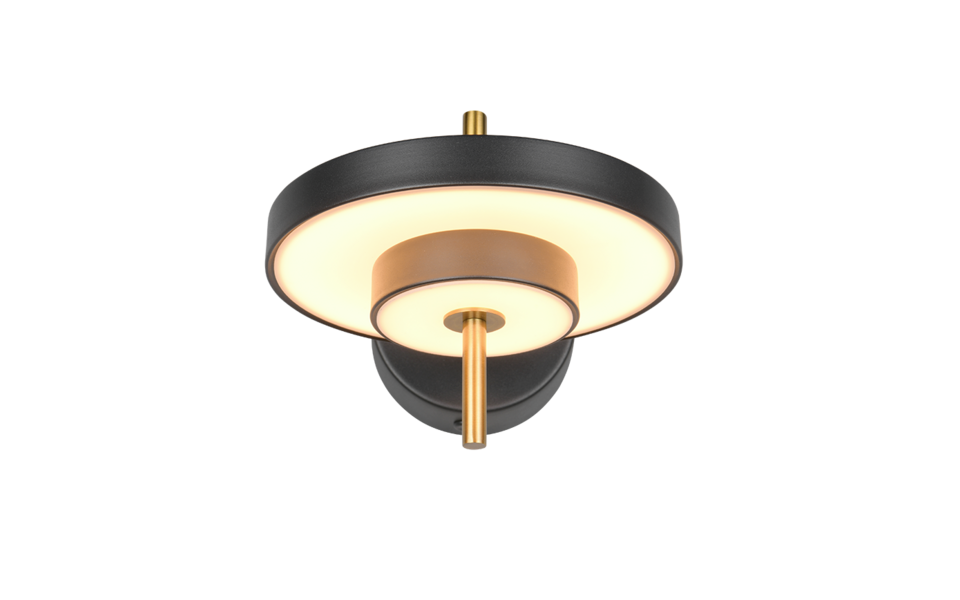 Trio Lighting Trio KEATON wandlamp | LED | zwart met goud | Ø 20 cm | IP20 | 1x 10W | 1200 lm | 2300+3000+4000K | dimbaar