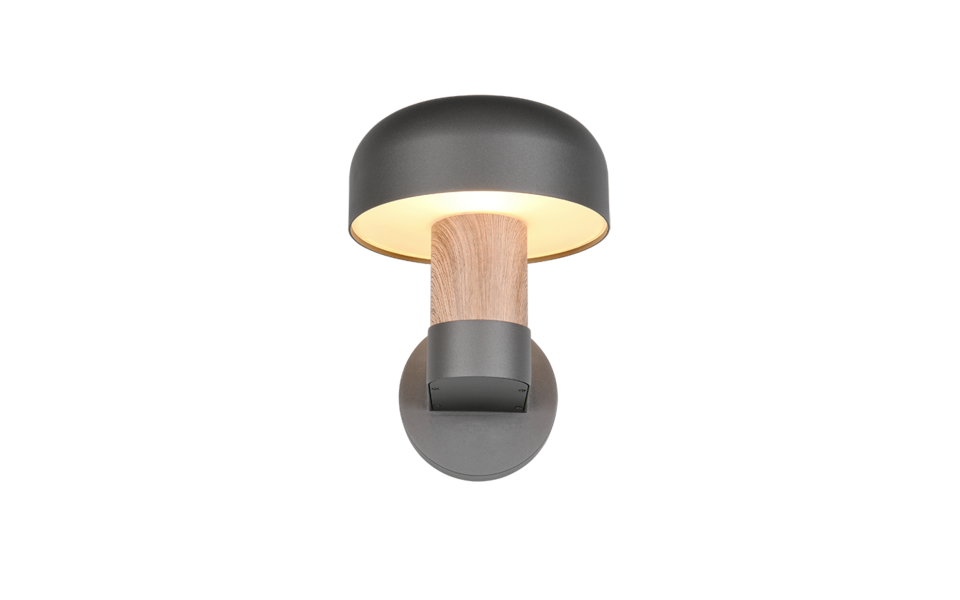 Trio Lighting Trio FRASER wandlamp | E27 Fitting | houtimitatie | 19 x 25 cm | IP54 | excl. 1x E27 | max. 10W