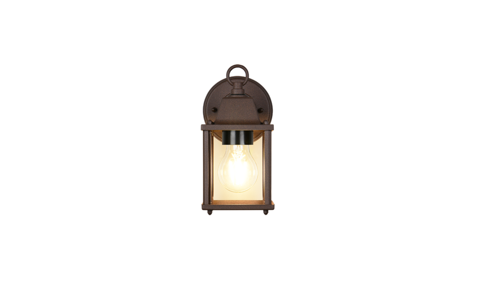 Trio Lighting Trio MIRANDE wandlamp | E27 Fitting | roestkleur met transparant | 11,5 x 14,5 cm | IP23 | excl. 1x E27 | max. 40W