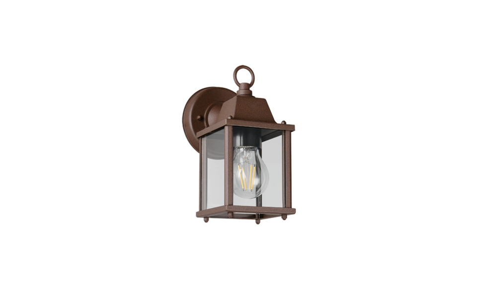 Trio Lighting Trio MIRANDE wandlamp | E27 Fitting | roestkleur met transparant | 11,5 x 14,5 cm | IP23 | excl. 1x E27 | max. 40W