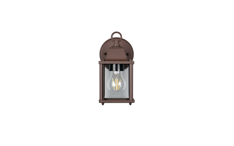 Trio Lighting Trio MIRANDE wandlamp | E27 Fitting | roestkleur met transparant | 11,5 x 14,5 cm | IP23 | excl. 1x E27 | max. 40W