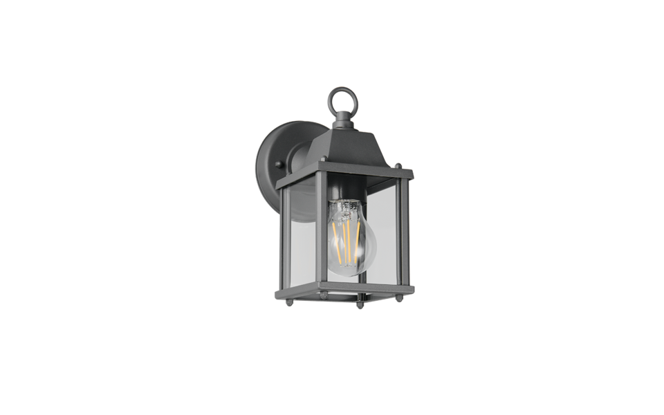 Trio Lighting Trio MIRANDE wandlamp | E27 Fitting | antraciet met transparant | 11,5 x 14,5 cm | IP23 | excl. 1x E27 | max. 40W