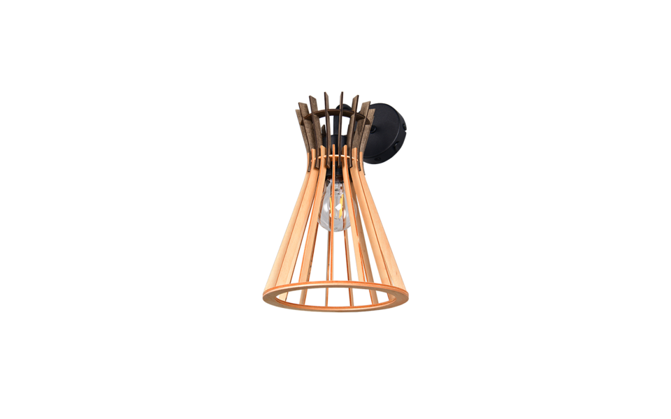 Trio Lighting Trio ALICE wandlamp | E27 Fitting | mat zwart met natuurlijke afwerking | 20 x 35,5 cm | IP20 | excl. 1x E27 | max. 10W Trio Lighting Trio ALICE wandlamp | E27 Fitting | mat zwart met natuurlijke afwerking | 20 x 35,5 cm | IP20 | excl. 1x E27 | max. 10W