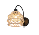 Trio Lighting Trio HIVE wandlamp | E27 Fitting | mat zwart met natuurlijke afwerking | 30,5 x 20 cm | IP20 | excl. 1x E27 | max. 10W
