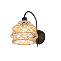 Trio HIVE wandlamp | mat zwart/natuurlijke afwerking | IP20 | E27 Trio HIVE wandlamp | mat zwart/natuurlijke afwerking | IP20 | E27