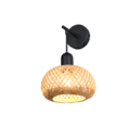 Trio Lighting Trio LEONIE wandlamp | E27 Fitting | mat zwart met natuurlijke afwerking | 18 x 20 cm | IP20 | excl. 1x E27 | max. 10W