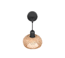 Trio Lighting Trio LEONIE wandlamp | E27 Fitting | mat zwart met natuurlijke afwerking | 18 x 20 cm | IP20 | excl. 1x E27 | max. 10W