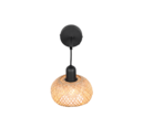 Trio Lighting Trio LEONIE wandlamp | E27 Fitting | mat zwart met natuurlijke afwerking | 18 x 20 cm | IP20 | excl. 1x E27 | max. 10W