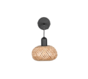 Trio Lighting Trio LEONIE wandlamp | E27 Fitting | mat zwart met natuurlijke afwerking | 18 x 20 cm | IP20 | excl. 1x E27 | max. 10W
