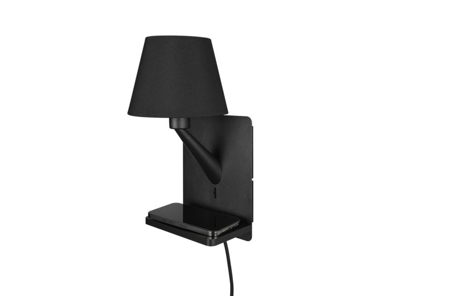 Trio Lighting Trio COMFORT wandlamp | E14 Fitting | mat zwart met zwart | Ø 14,5 cm | IP20 | excl. 1x E14 | max. 40W Trio Lighting Trio COMFORT wandlamp | E14 Fitting | mat zwart met zwart | Ø 14,5 cm | IP20 | excl. 1x E14 | max. 40W