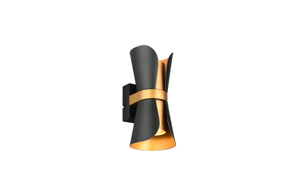 Trio Lighting Trio COAT wall light | 2x GU10 | black with gold | IP20 | 22 cm Trio Lighting Trio COAT wall light | 2x GU10 | black with gold | IP20 | 22 cm