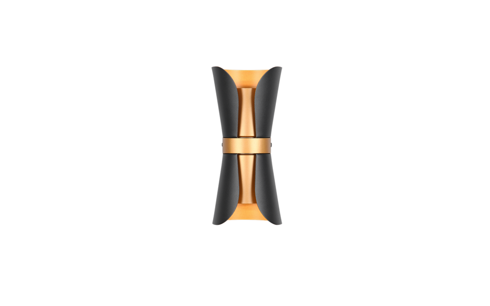 Trio Lighting Trio COAT wandlamp | GU10 Fitting | zwart met goud | 10 x 11 cm | IP20 | excl. 2x GU10 | max. 10W