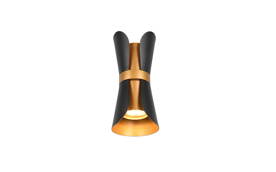 Trio Lighting Trio COAT wandlamp | GU10 Fitting | zwart met goud | 10 x 11 cm | IP20 | excl. 2x GU10 | max. 10W