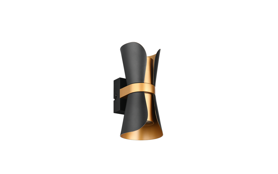 Trio Lighting Trio COAT wall light | 2x GU10 | black with gold | IP20 | 22 cm Trio Lighting Trio COAT wall light | 2x GU10 | black with gold | IP20 | 22 cm