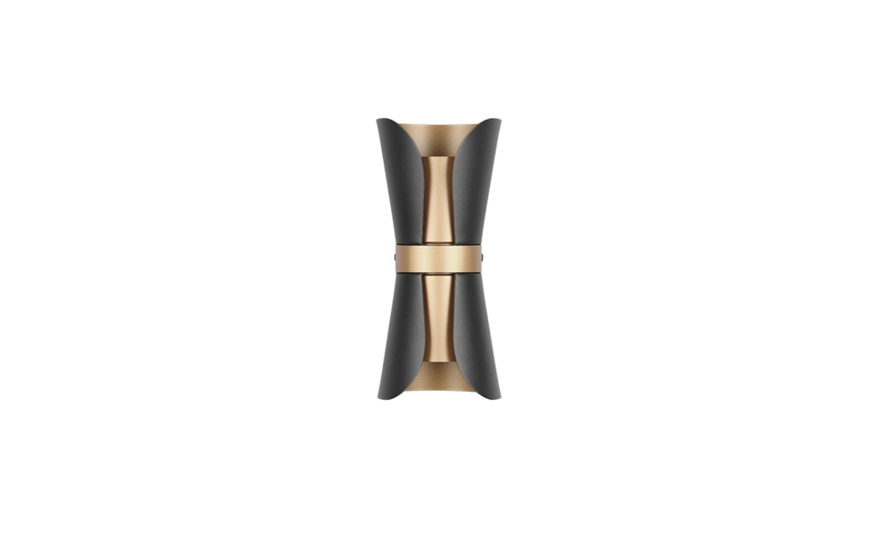 Trio Lighting Trio COAT wandlamp | GU10 Fitting | zwart met goud | 10 x 11 cm | IP20 | excl. 2x GU10 | max. 10W