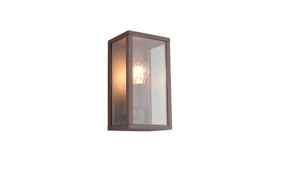 Trio Lighting Trio GARONNE wandlamp | E27 Fitting | roestkleur met transparant | 14 x 14 cm | IP44 | excl. 1x E27 | max. 60W Trio Lighting Trio GARONNE wandlamp | E27 Fitting | roestkleur met transparant | 14 x 14 cm | IP44 | excl. 1x E27 | max. 60W