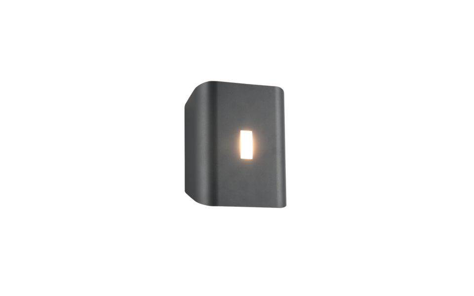 Trio Lighting Trio SANTERNO wandlamp | LED | antraciet | 16 x 20 cm | IP54 | 1x 7,5W | 850 lm | 2300+3000+4000K | dimbaar