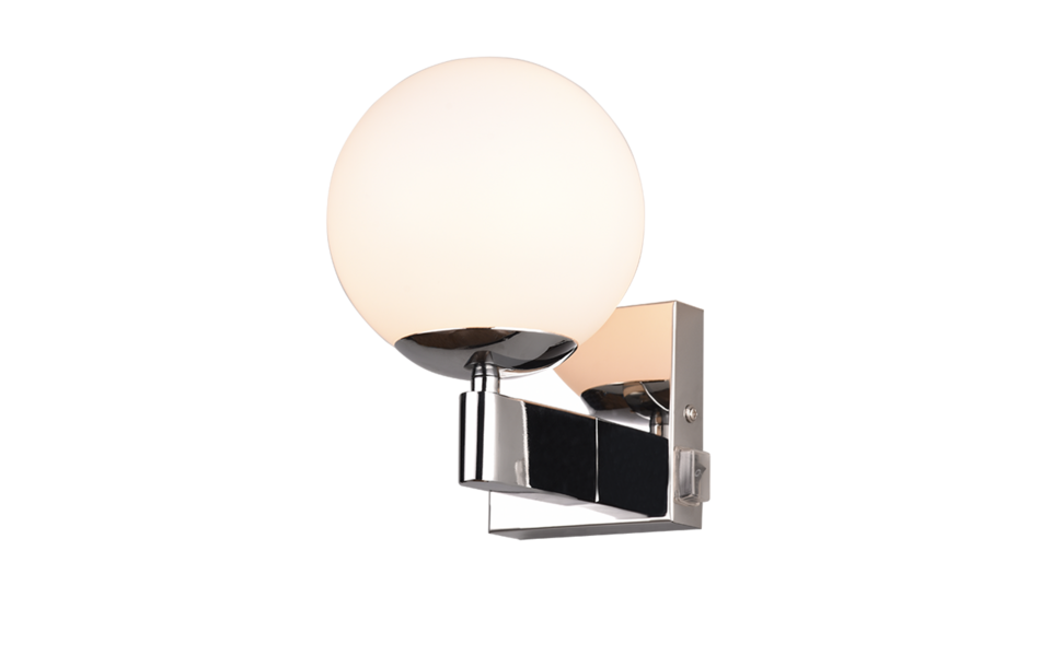 Trio Lighting Trio KULA wandlamp | E14 Fitting | chroom met wit | Ø 14 cm | IP44 | excl. 1x E14 | max. 10W Trio Lighting Trio KULA wandlamp | E14 Fitting | chroom met wit | Ø 14 cm | IP44 | excl. 1x E14 | max. 10W