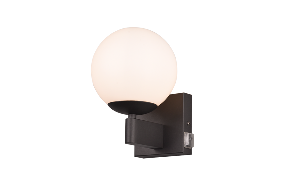 Trio Lighting Trio KULA wandlamp | E14 Fitting | mat zwart met wit | Ø 14 cm | IP44 | excl. 1x E14 | max. 10W Trio Lighting Trio KULA wandlamp | E14 Fitting | mat zwart met wit | Ø 14 cm | IP44 | excl. 1x E14 | max. 10W