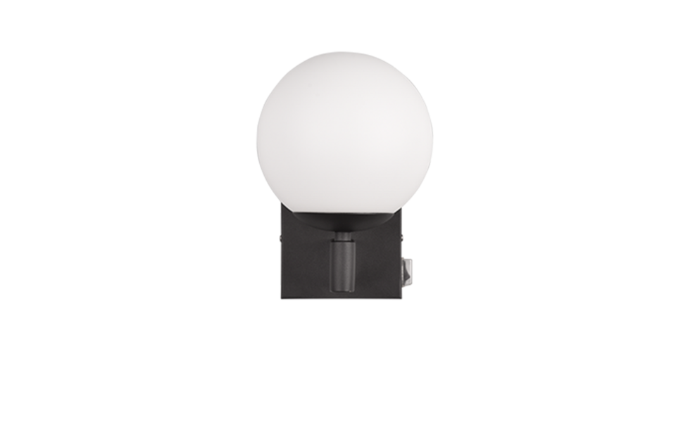 Trio Lighting Trio KULA wandlamp | E14 Fitting | mat zwart met wit | Ø 14 cm | IP44 | excl. 1x E14 | max. 10W Trio Lighting Trio KULA wandlamp | E14 Fitting | mat zwart met wit | Ø 14 cm | IP44 | excl. 1x E14 | max. 10W