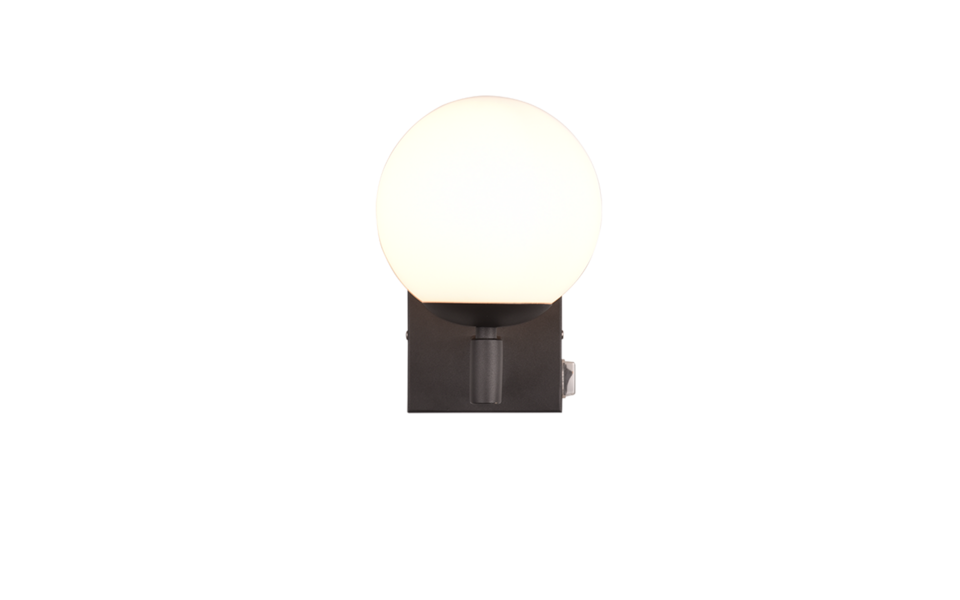 Trio Lighting Trio KULA wandlamp | E14 Fitting | mat zwart met wit | Ø 14 cm | IP44 | excl. 1x E14 | max. 10W Trio Lighting Trio KULA wandlamp | E14 Fitting | mat zwart met wit | Ø 14 cm | IP44 | excl. 1x E14 | max. 10W