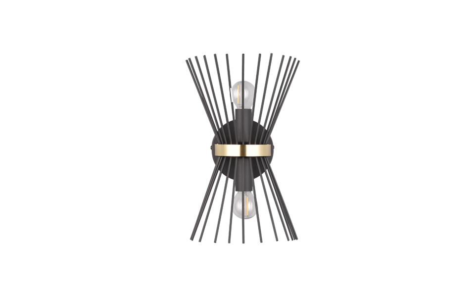 Trio Lighting Trio ROD wall light | 2x E14 max 40W | black with gold | IP20 | 31 cm Trio Lighting Trio ROD wall light | 2x E14 max 40W | black with gold | IP20 | 31 cm