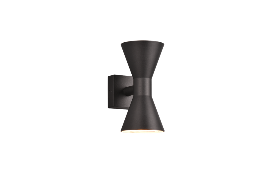 Trio Lighting Trio ARDAS wandlamp | GU10 Fitting | mat zwart | 10 x 20 cm | IP44 | excl. 2x GU10 | max. 10W