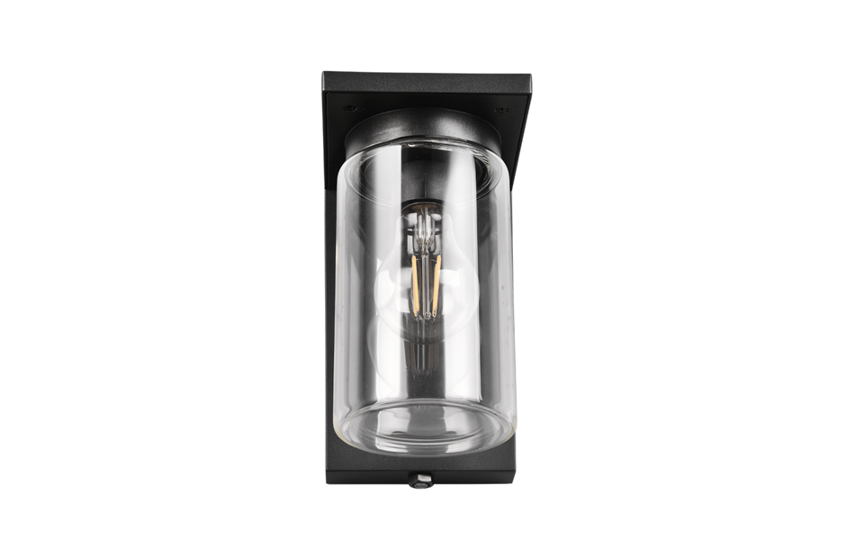 Trio Lighting Trio ARDILA wandlamp | E27 Fitting | mat zwart met transparant | 11,5 x 19 cm | IP44 | excl. 1x E27 | max. 40W