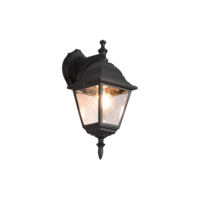 Trio LIVENZA wandlamp | mat zwart/transparant | IP44 | E27