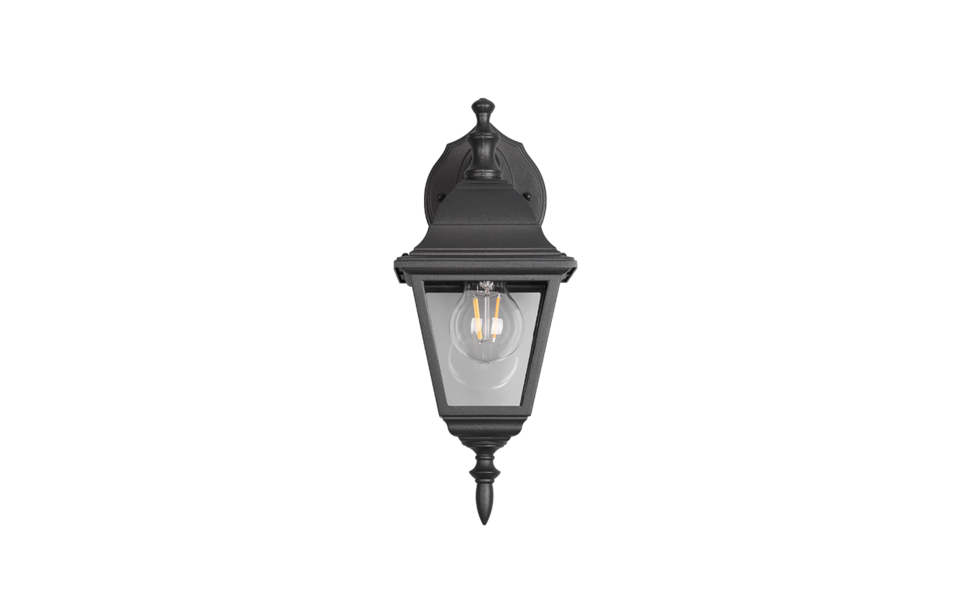 Trio Lighting Trio LIVENZA wandlamp | E27 Fitting | mat zwart met transparant | 14 x 19 cm | IP44 | excl. 1x E27 | max. 60W