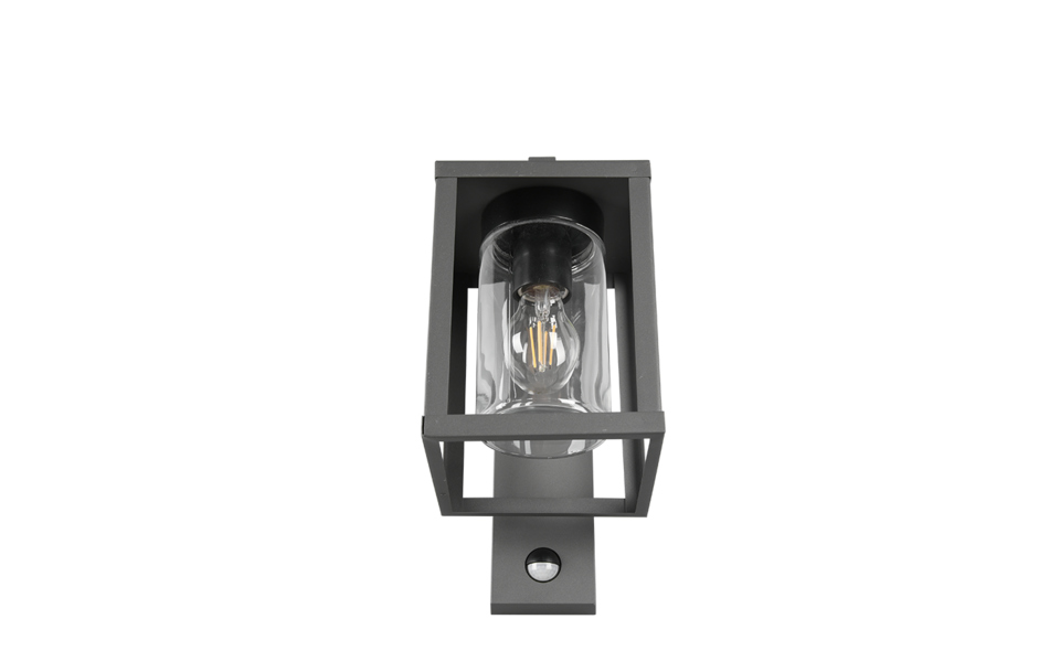 Trio Lighting Trio LUNGA wandlamp | E27 Fitting | antraciet met transparant | 16 x 33,5 cm | IP44 | excl. 1x E27 | max. 40W