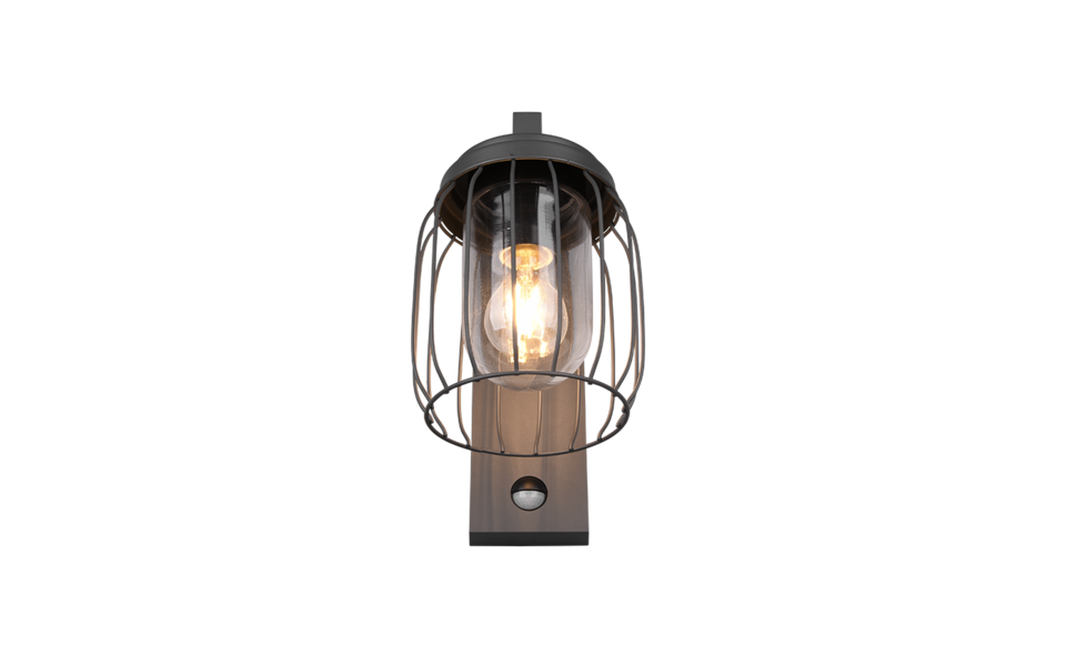 Trio Lighting Trio TUELA wandlamp | E27 Fitting | antraciet met transparant | 16,5 x 28 cm | IP44 | excl. 1x E27 | max. 40W