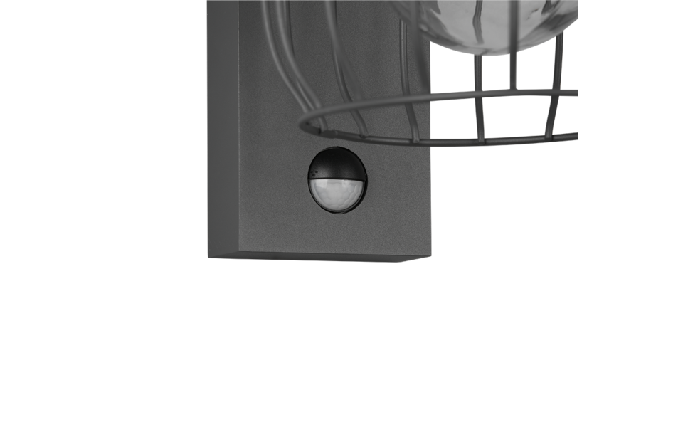 Trio Lighting Trio TUELA wandlamp | E27 Fitting | antraciet met transparant | 16,5 x 28 cm | IP44 | excl. 1x E27 | max. 40W