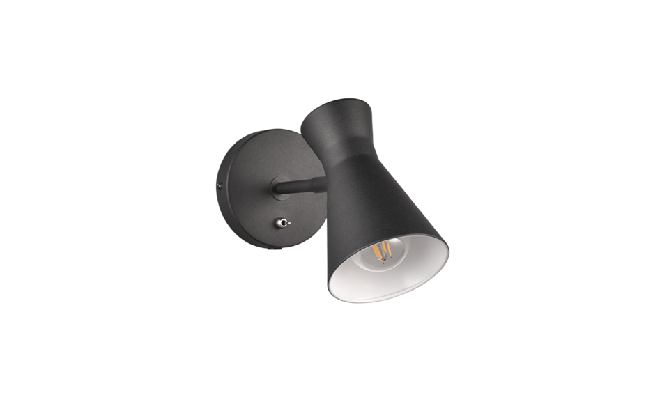Trio Lighting Trio ENZO wall light | 1x E27 max 40W | black | IP20 | 23 cm Trio Lighting Trio ENZO wall light | 1x E27 max 40W | black | IP20 | 23 cm