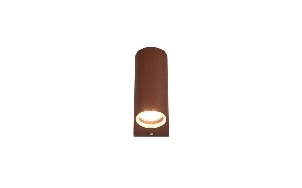Trio Lighting Trio ROYA wandlamp | GU10 Fitting | roestkleur | 6,9 x 15 cm | IP44 | excl. 2x GU10 | max. 35W