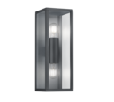 Trio Lighting Trio GARONNE wandlamp | E27 Fitting | antraciet met transparant | 14 x 38 cm | IP44 | excl. 2x E27 | max. 10W