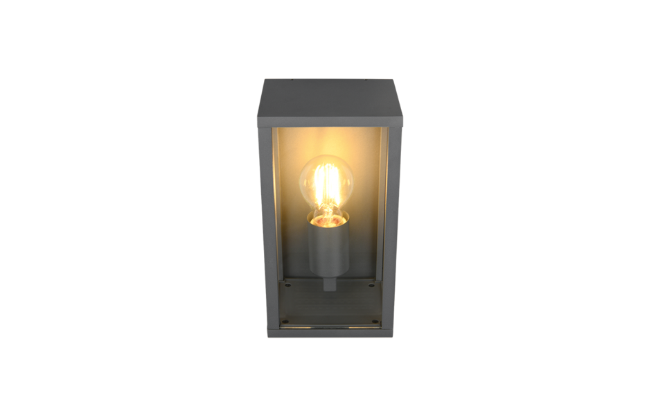 Trio Lighting Trio GARONNE wandlamp | E27 Fitting | antraciet met transparant | 14 x 29 cm | IP44 | excl. 1x E27 | max. 60W