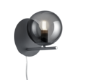 Trio Lighting Trio PURE wandlamp | E14 Fitting | antraciet met rookkleur | 18 x 20,6 cm | IP20 | excl. 1x E14 | max. 28W