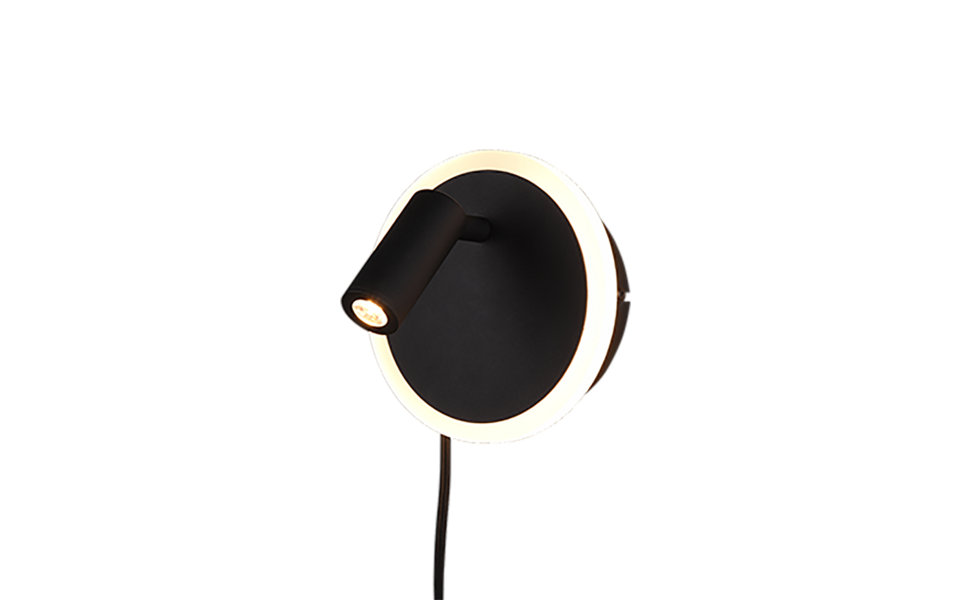 Trio Lighting Trio JORDAN LED wall light | 1x 5W 550 lm 3000K | black | Ø 15 cm | IP20 Trio Lighting Trio JORDAN LED wall light | 1x 5W 550 lm 3000K | black | Ø 15 cm | IP20