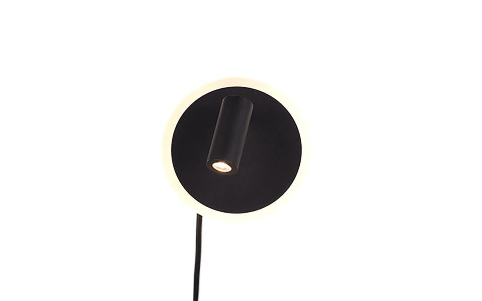Trio Lighting Trio JORDAN LED wall light | 1x 5W 550 lm 3000K | black | Ø 15 cm | IP20 Trio Lighting Trio JORDAN LED wall light | 1x 5W 550 lm 3000K | black | Ø 15 cm | IP20