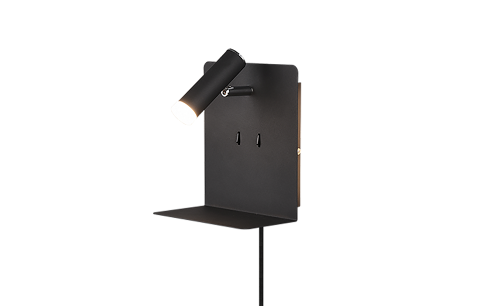 Trio Lighting Trio ELEMENT wandlamp | LED | mat zwart | 16 x 20 cm | IP20 | 3W,1,5W | 220 lm, 2x 150 lm | 3000K | niet dimbaar