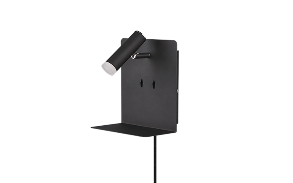 Trio Lighting Trio ELEMENT wandlamp | LED | mat zwart | 16 x 20 cm | IP20 | 3W,1,5W | 220 lm, 2x 150 lm | 3000K | niet dimbaar