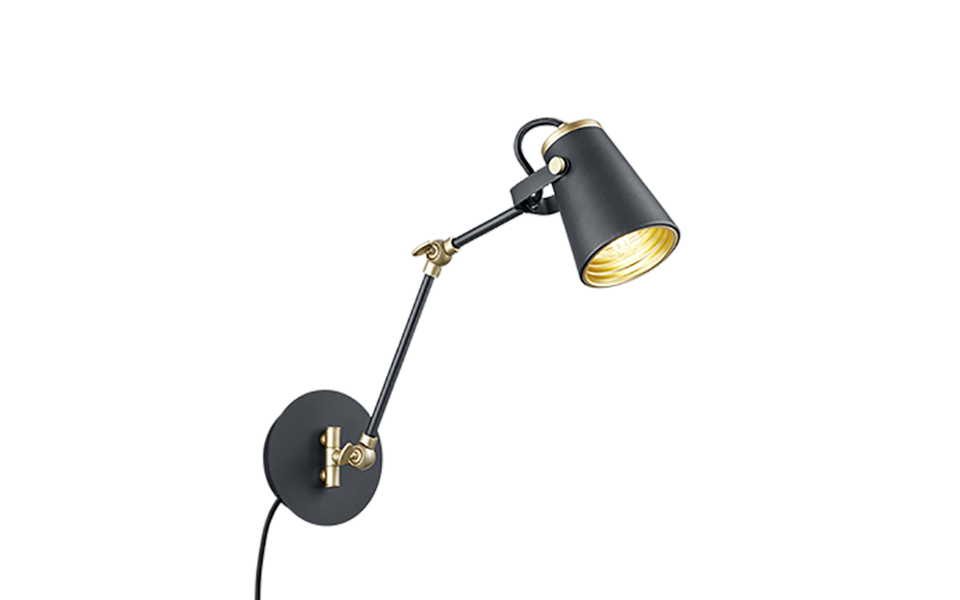 Trio Lighting Trio EDWARD wandlamp | E14 Fitting | mat zwart | 12 x 25 cm | IP20 | excl. 1x E14 | max. 40W