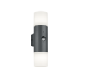 Trio Lighting Trio HOOSIC wandlamp | E27 Fitting | antraciet met wit | 8,5 x 33 cm | IP44 | excl. 2x E27 | max. 28W | niet dimbaar