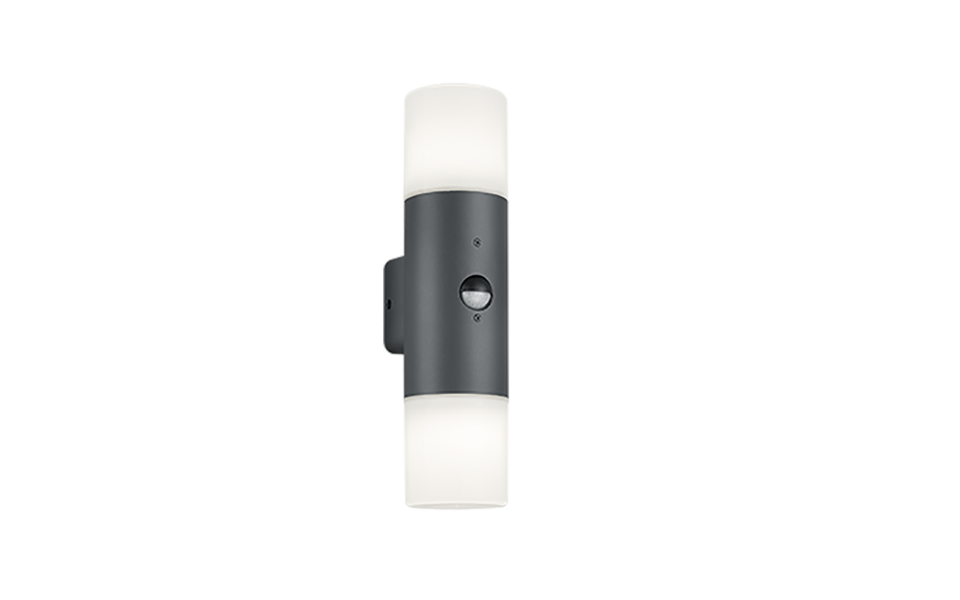 Trio Lighting Trio HOOSIC wandlamp | E27 Fitting | antraciet met wit | 8,5 x 33 cm | IP44 | excl. 2x E27 | max. 28W | niet dimbaar