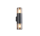 Trio Lighting Trio HOOSIC wandlamp | E27 Fitting | mat zwart met zwart | 8,5 x 33 cm | IP44 | excl. 2x E27 | max. 28W
