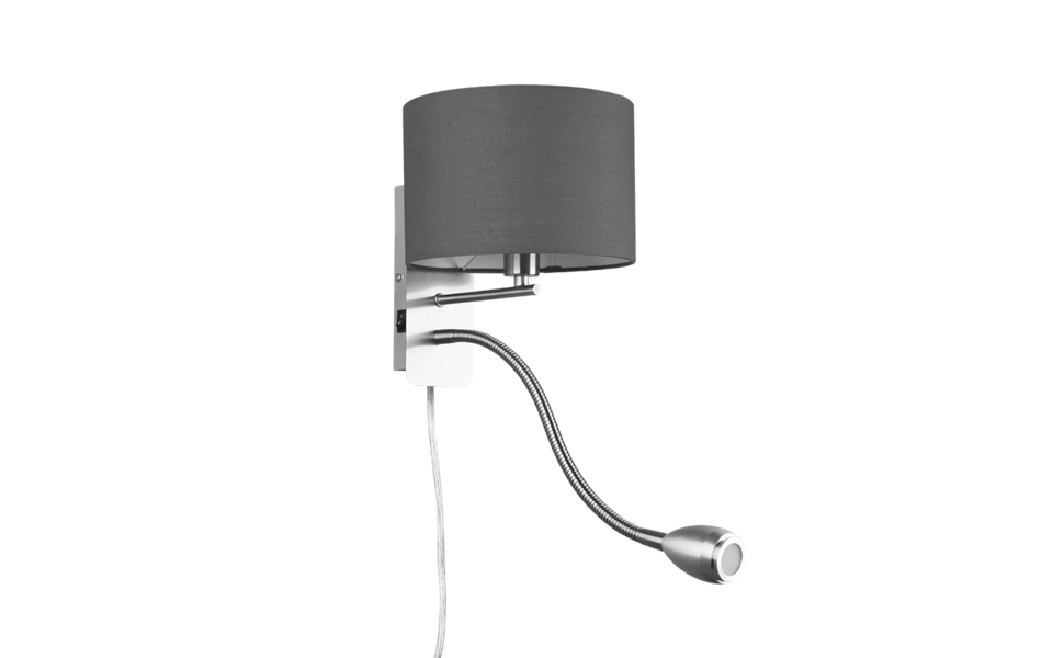 Trio Lighting Trio HOTEL wandlamp | LED | E14 Fitting | nikkel mat met grijs | 20 x 23,5 cm | IP20 | excl. 1x E14 | 1x 3,1W | 310 lm | 3000K