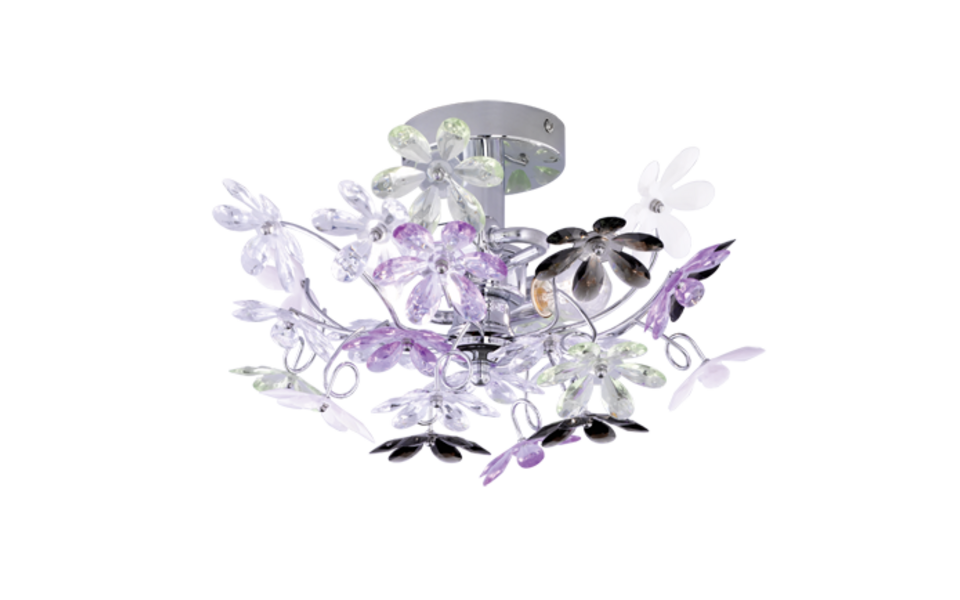 Trio Lighting Trio FLOWER wandlamp | E14 Fitting | chroom met multicolor | Ø 38 cm | IP20 | excl. 2x E14 | max. 40W