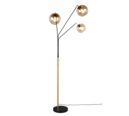 Trio Lighting Trio PAXTON vloerlamp | E27 Fitting | zwart met goud met amber | Ø 30 cm | IP20 | excl. 3x E27 | max. 10W